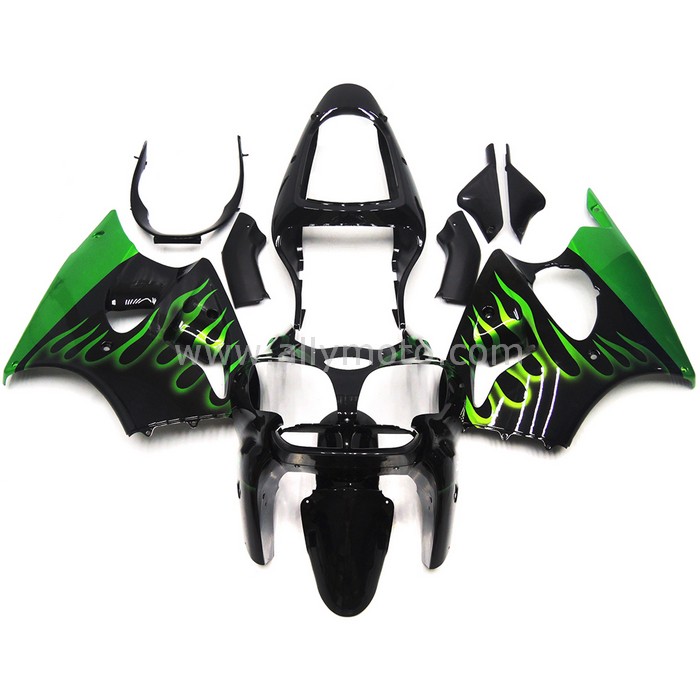 0170 Fairing Kawasaki Ninja ZX6R ZX-6R 00 01 02 2000-2002 Cowling Black Green Flame 0170 Fairing Kawasaki Ninja ZX6R ZX-6R 00 01 02 2000-2002 Cowling Black Green Flame